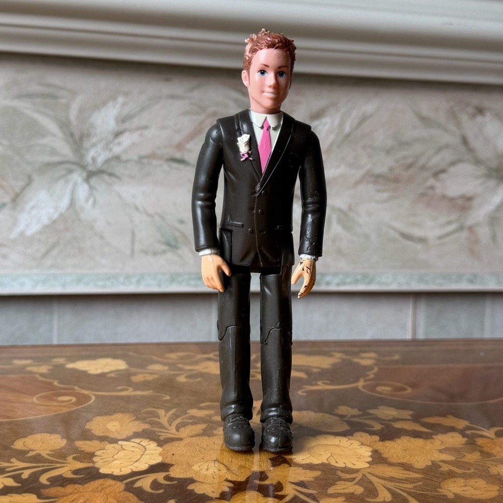 Fisher Price Loving Family Dollhouse Doll Man Groom Prom Black Suit Toy Flawed